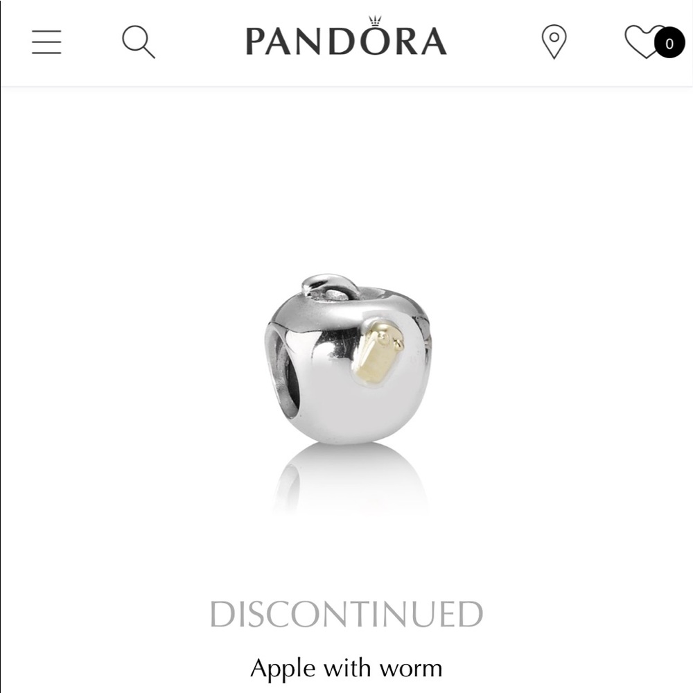 Retired Pandora Apple W/worm charm